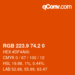 Color code: RGB 223.9 74.2 0 | qconv.com