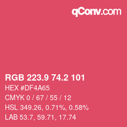 カラーコード: RGB 223.9 74.2 101 | qconv.com