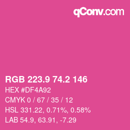 カラーコード: RGB 223.9 74.2 146 | qconv.com