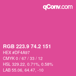 カラーコード: RGB 223.9 74.2 151 | qconv.com
