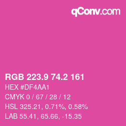カラーコード: RGB 223.9 74.2 161 | qconv.com