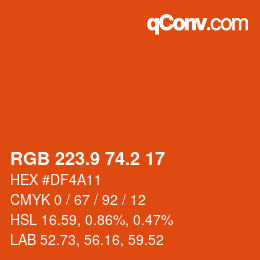 カラーコード: RGB 223.9 74.2 17 | qconv.com