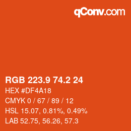 カラーコード: RGB 223.9 74.2 24 | qconv.com