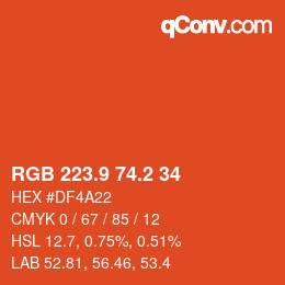 カラーコード: RGB 223.9 74.2 34 | qconv.com