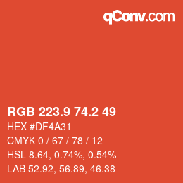 カラーコード: RGB 223.9 74.2 49 | qconv.com
