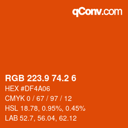 カラーコード: RGB 223.9 74.2 6 | qconv.com