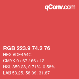 Color code: RGB 223.9 74.2 76 | qconv.com