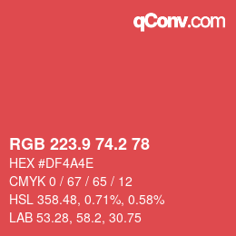 カラーコード: RGB 223.9 74.2 78 | qconv.com