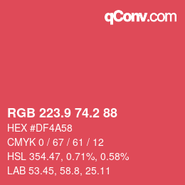 カラーコード: RGB 223.9 74.2 88 | qconv.com