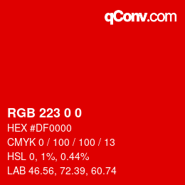 Color code: RGB 223 0 0 | qconv.com