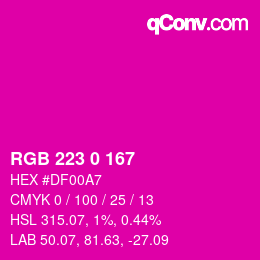 Color code: RGB 223 0 167 | qconv.com