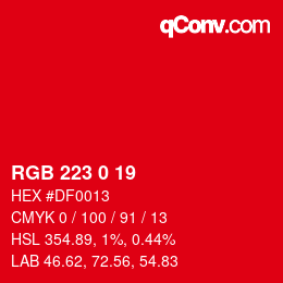 Color code: RGB 223 0 19 | qconv.com