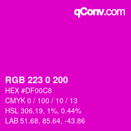 カラーコード: RGB 223 0 200 | qconv.com