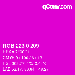Color code: RGB 223 0 209 | qconv.com