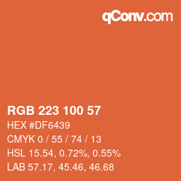 Color code: RGB 223 100 57 | qconv.com