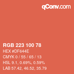 Color code: RGB 223 100 78 | qconv.com