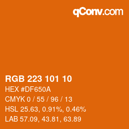 Color code: RGB 223 101 10 | qconv.com