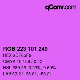 Color code: RGB 223 101 249 | qconv.com
