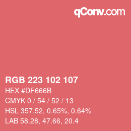 Color code: RGB 223 102 107 | qconv.com