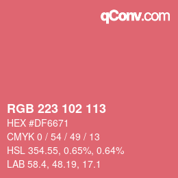 Color code: RGB 223 102 113 | qconv.com