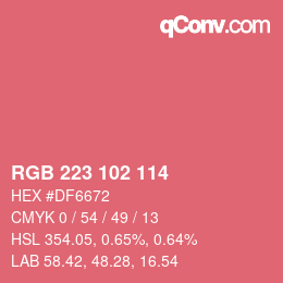 Color code: RGB 223 102 114 | qconv.com
