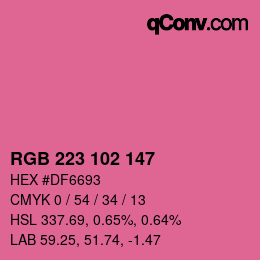 Color code: RGB 223 102 147 | qconv.com