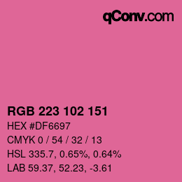 Color code: RGB 223 102 151 | qconv.com