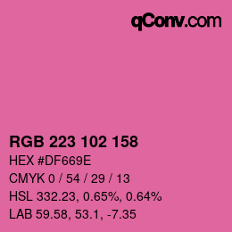 Color code: RGB 223 102 158 | qconv.com