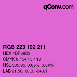 Color code: RGB 223 102 211 | qconv.com