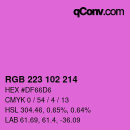 Color code: RGB 223 102 214 | qconv.com
