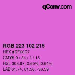 Color code: RGB 223 102 215 | qconv.com