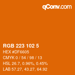 Farbcode: RGB 223 102 5 | qconv.com