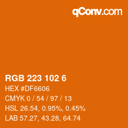 Color code: RGB 223 102 6 | qconv.com