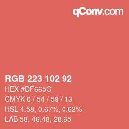 Color code: RGB 223 102 92 | qconv.com