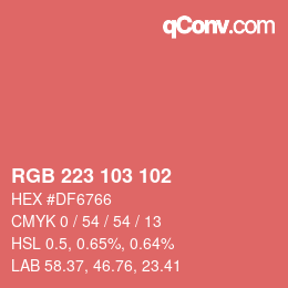 カラーコード: RGB 223 103 102 | qconv.com