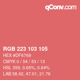 颜色代码: RGB 223 103 105 | qconv.com