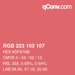 Color code: RGB 223 103 107 | qconv.com