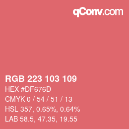 Color code: RGB 223 103 109 | qconv.com