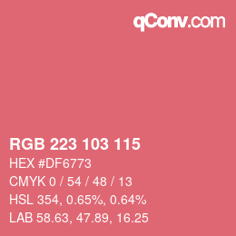 カラーコード: RGB 223 103 115 | qconv.com