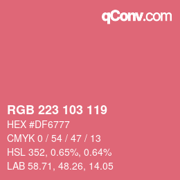 Color code: RGB 223 103 119 | qconv.com