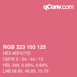 Color code: RGB 223 103 125 | qconv.com