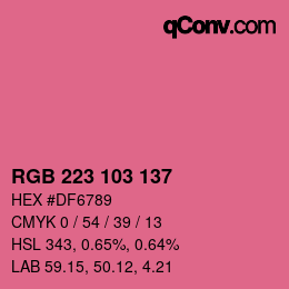 Color code: RGB 223 103 137 | qconv.com