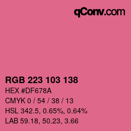 Color code: RGB 223 103 138 | qconv.com