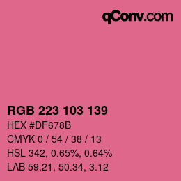 Color code: RGB 223 103 139 | qconv.com