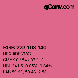 Color code: RGB 223 103 140 | qconv.com