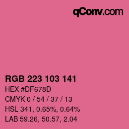 カラーコード: RGB 223 103 141 | qconv.com