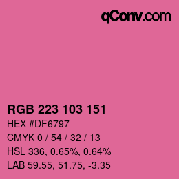 カラーコード: RGB 223 103 151 | qconv.com