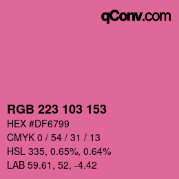 Color code: RGB 223 103 153 | qconv.com