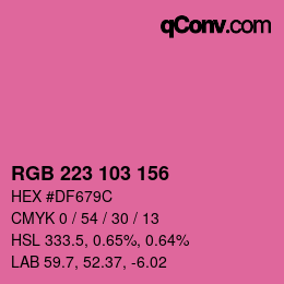 Farbcode: RGB 223 103 156 | qconv.com