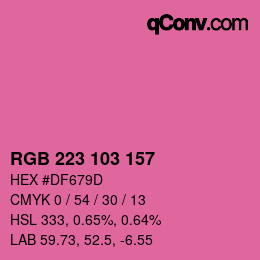 Color code: RGB 223 103 157 | qconv.com